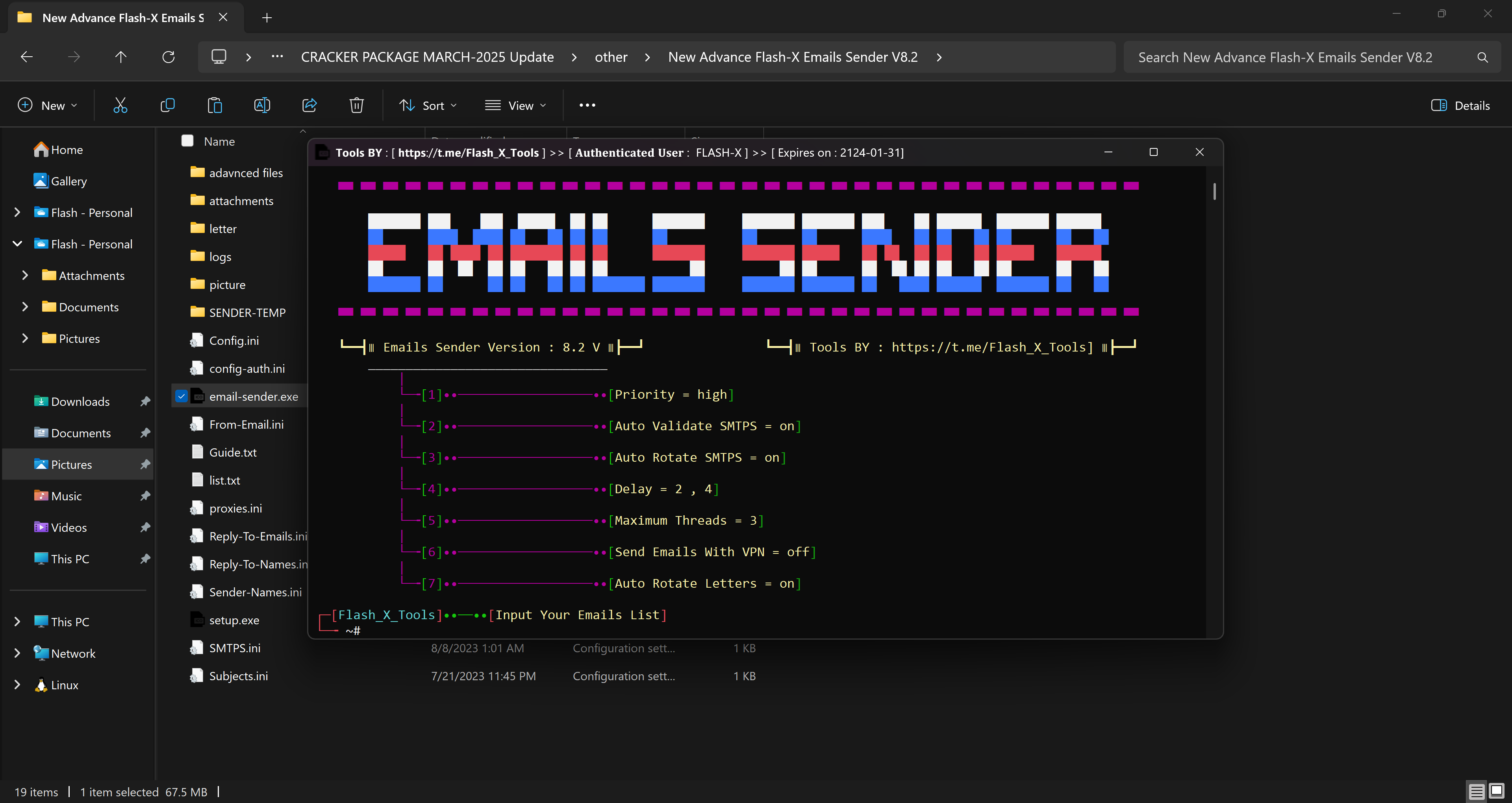 Advance Flash-X Emails SENDER